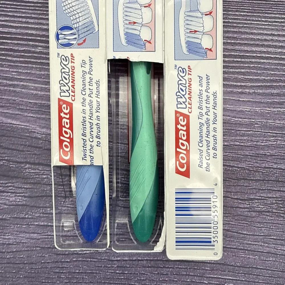 3 LOT Colgate Wave Soft FULL Head (55) Cleaning Tip Toothbrush Twisted Bristles